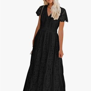 Wayf Black Lace Maxi Dress